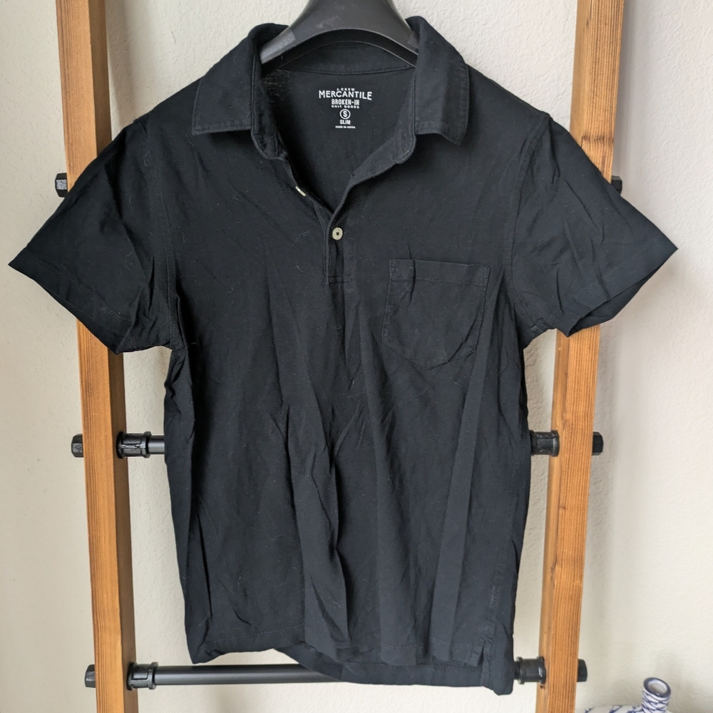 J. Crew Mercantile Men's Black Slim Fit Polo T-shirt - Size S